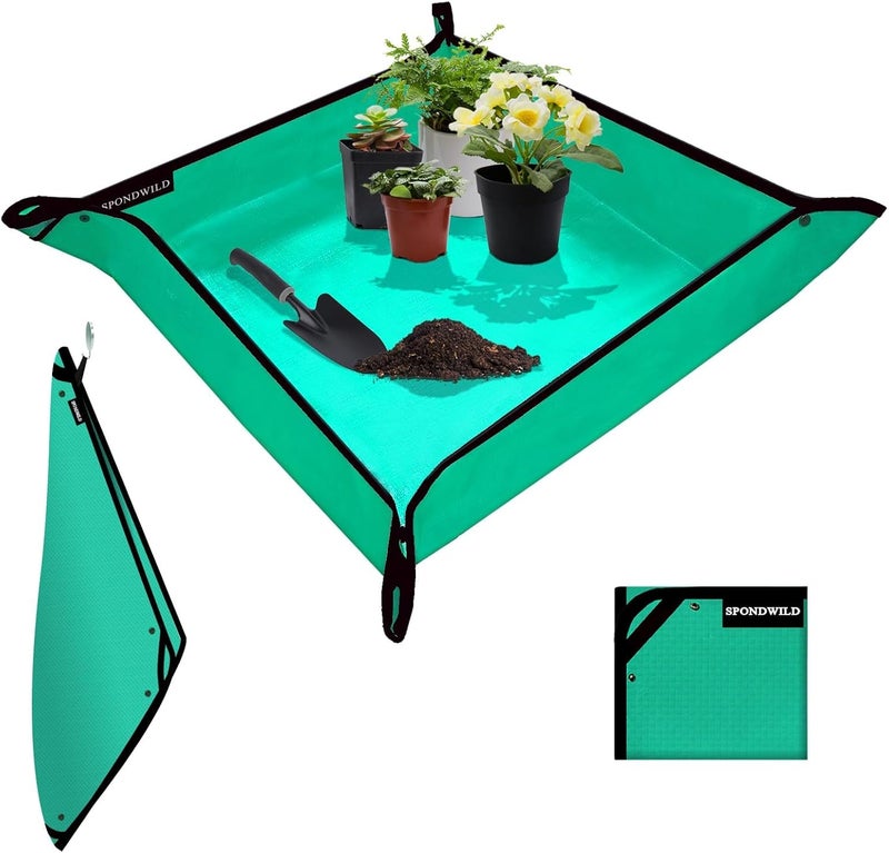 SPONDWILD Large Plant Transplanting Mat -39.5"x39.5" PE Thickened Waterproof Potting Mat, Succulent Gardening Mat, Portable Repotting Mat for Mess Control - Image 1
